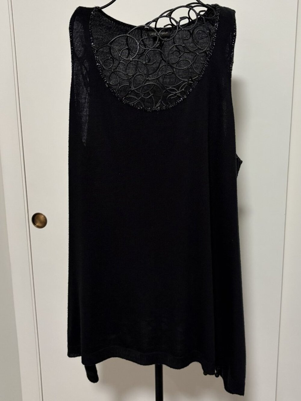 Lane Bryant Black Knit Tank Top 22/24 Sleeveless Flowy Swing Trapeze
